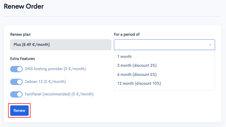 Order renewal