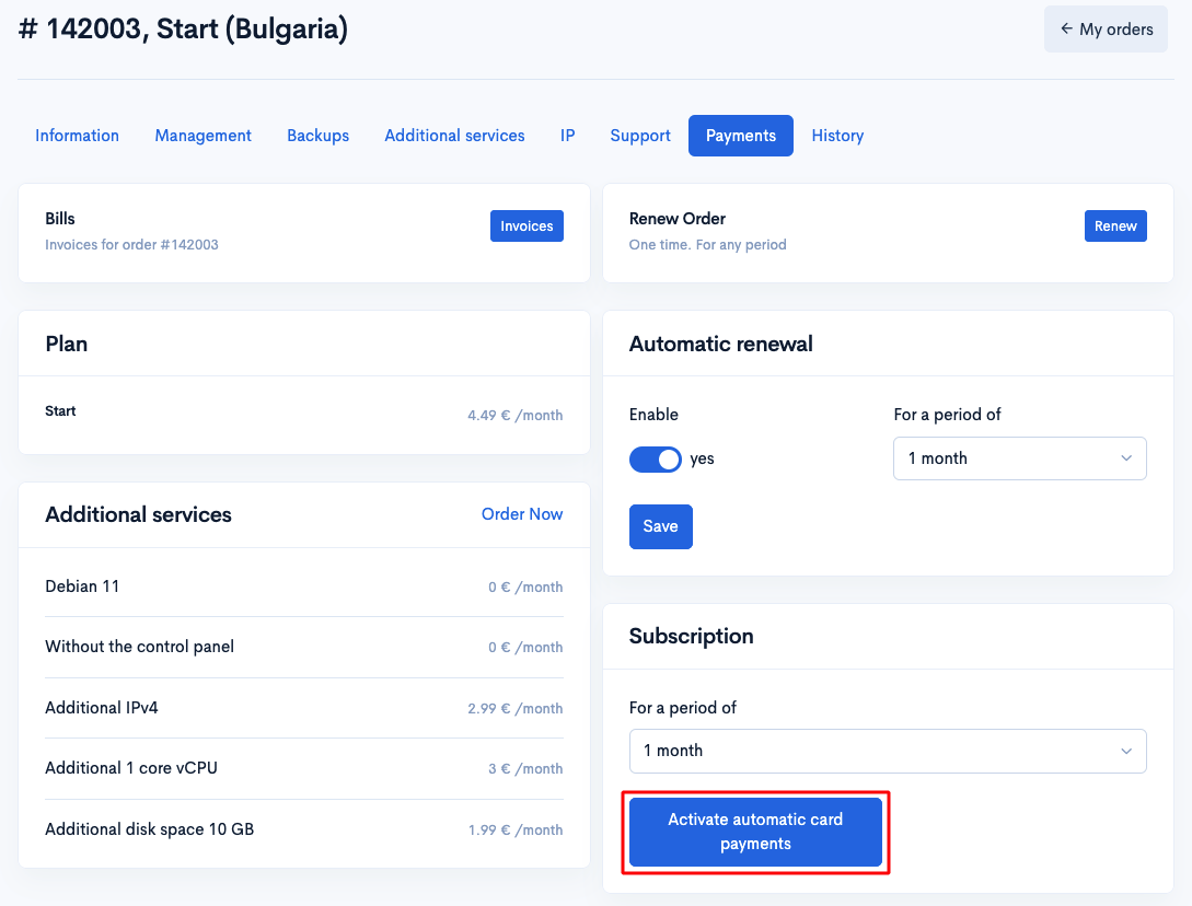 Subscription for Automatic Service Renewal
