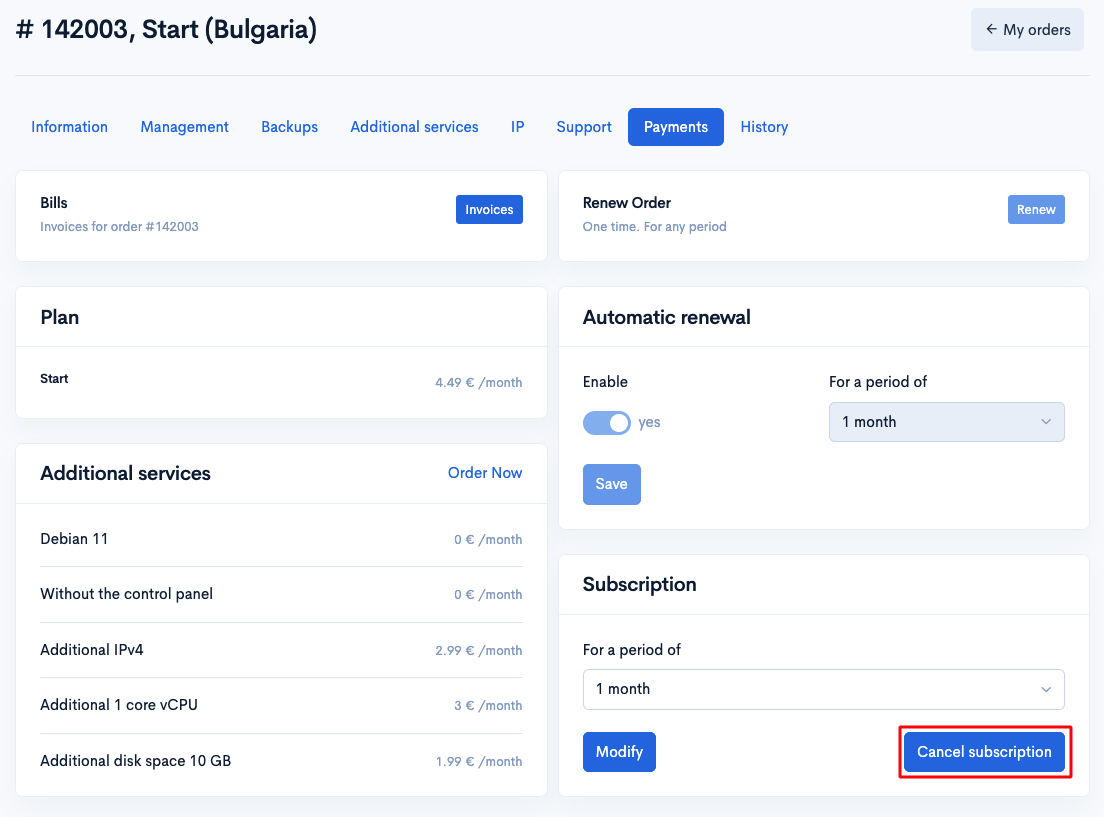 Subscription for Automatic Service Renewal