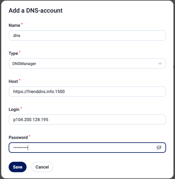 Setting up integration with a DNS in FastPanel CP